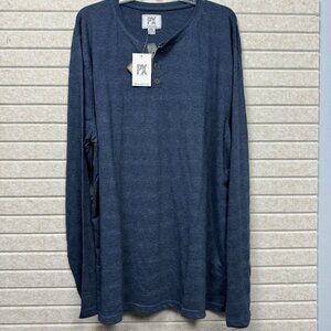 NWT PX Clark Long Sleeve Henley Shirt Blue Pullover Casual Men’s 2XL